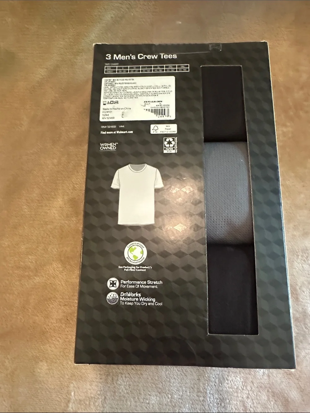 Athletic Works 3-Pack Ultra Lite Mesh Crew Tees - Black & Gray